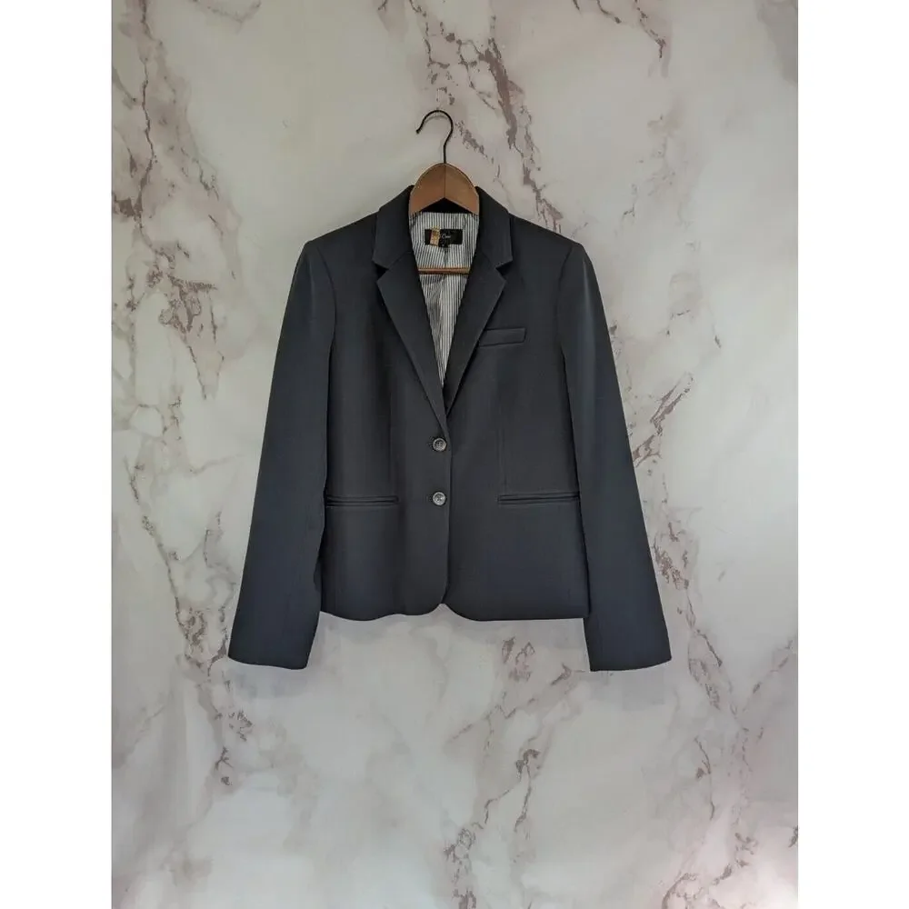 J Crew Blazer Womens Medium 8 10 Black 2 Button Jacket Schoolboy School K2899